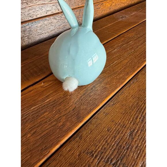 Ceramic Bunny Rabbit Figurine Light Blue Whimsical Easter Spring Decor - Picture 2 of 10